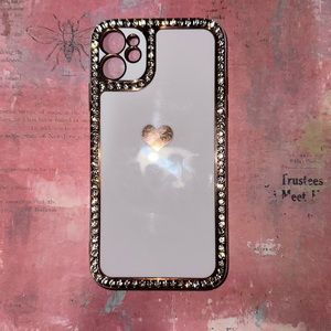 iPhone 11 white heart phone case w/camera protector